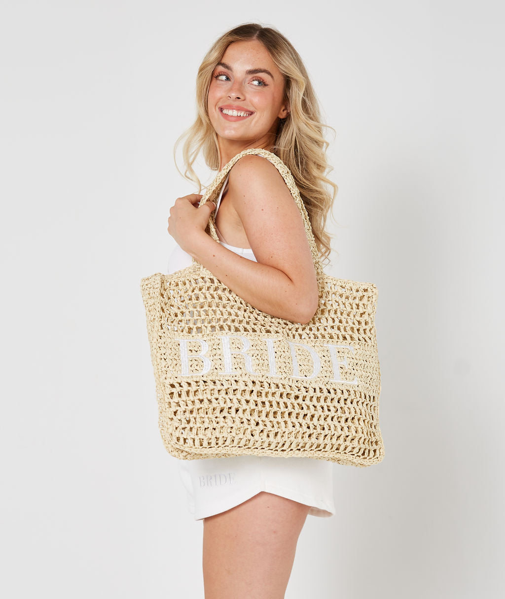 Bride straw store beach bag