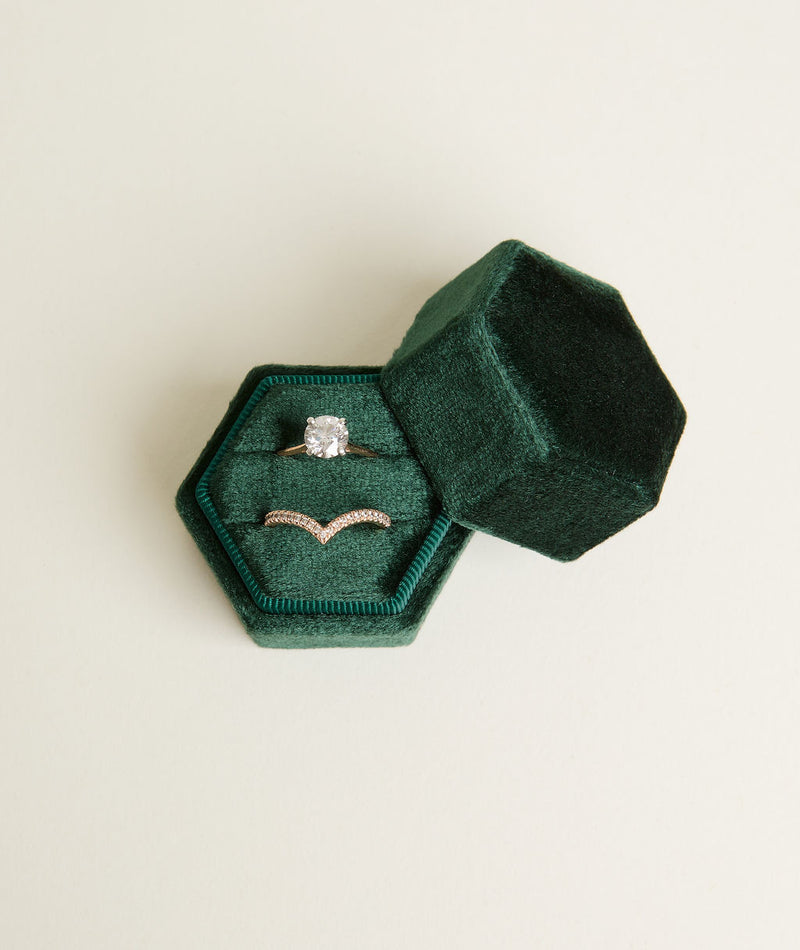 Velvet Ring Box - Forest Green