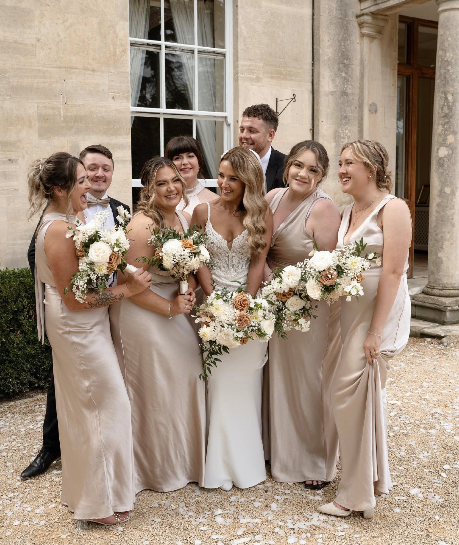 Oyster color shop bridesmaid dress