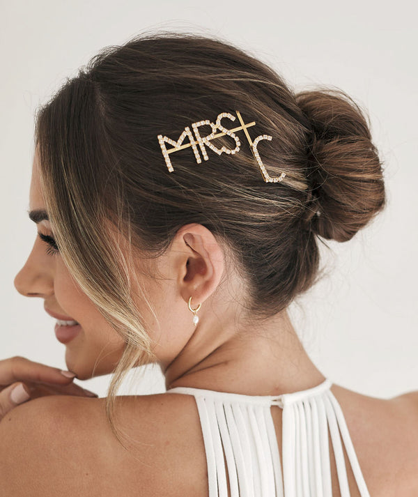 Personalized Mrs Hair Slide - Gold