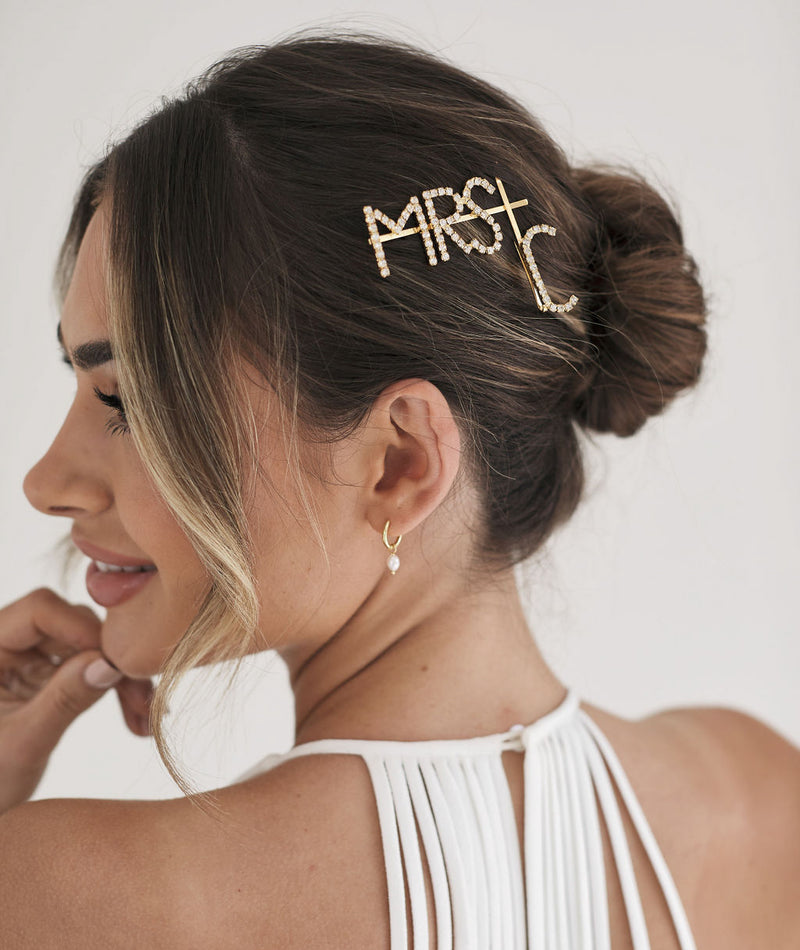 Personalized Mrs Hair Slide - Gold