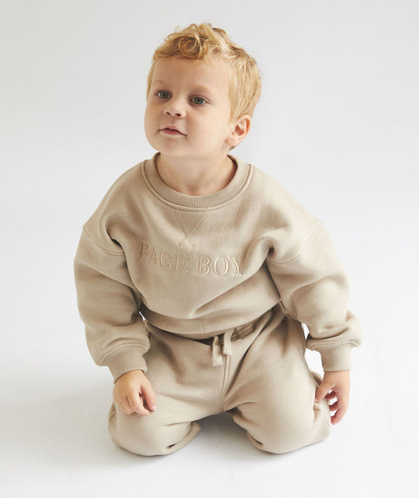Page Boy Sweatshirt and Sweatpants Set - Infant - Stone