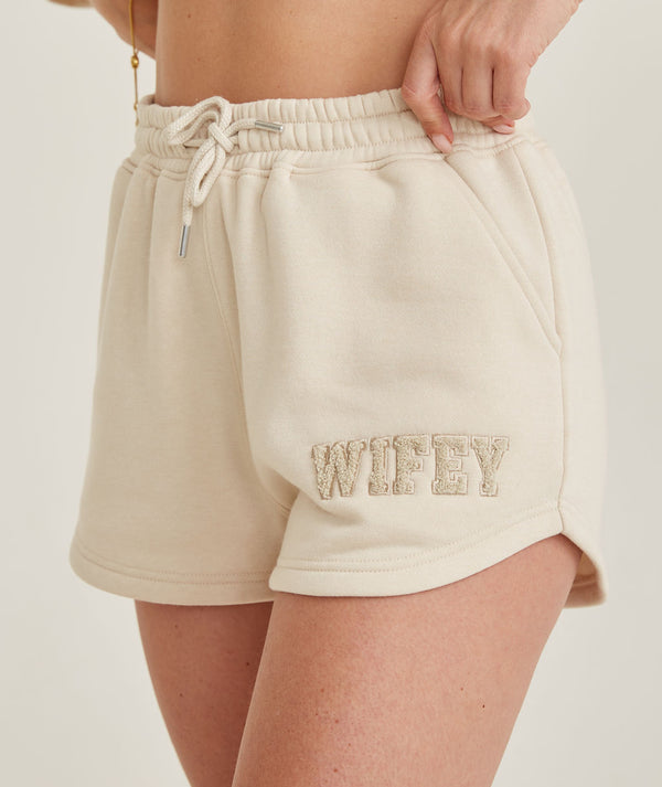 Wifey Teddy Shorts - Champagne