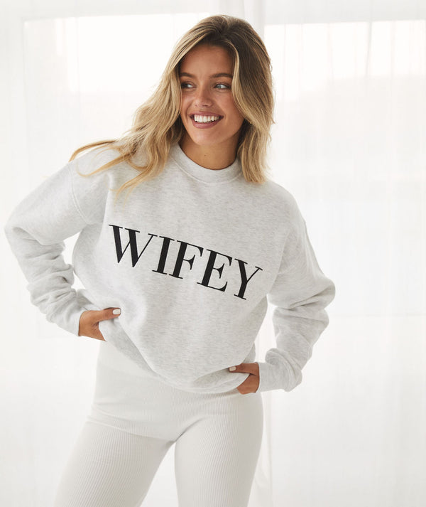 Wifey Statement Sweatshirt - Grey Marl