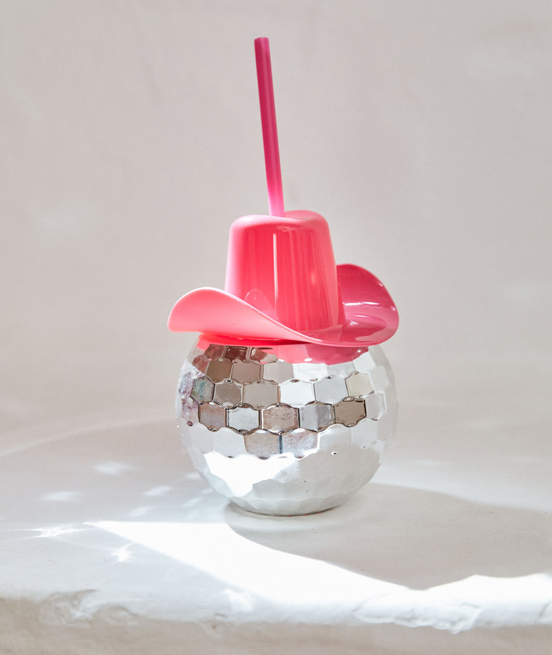 2 Pack Disco Ball Cowboy Drink Cups - Pink