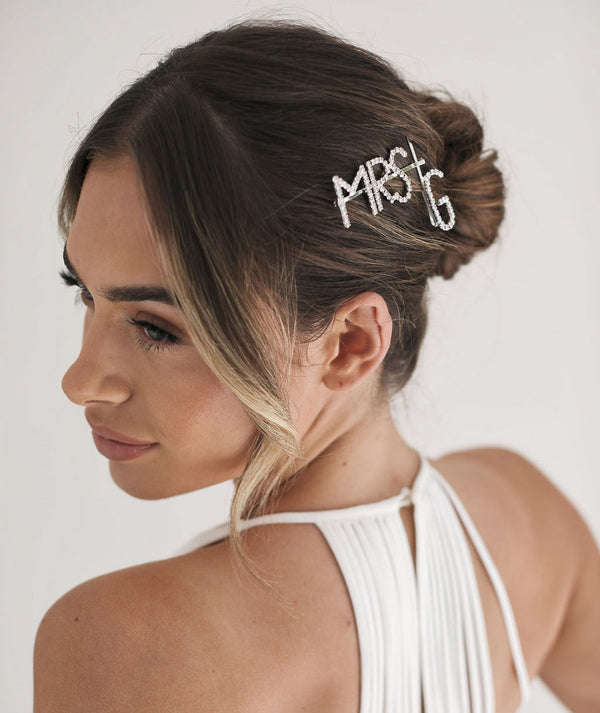 Personalized Mrs Hair Slide - Silver