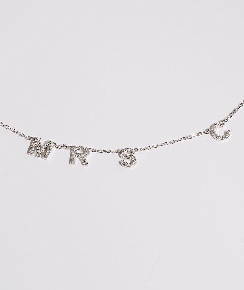 Personalised Mrs Necklace - White Gold