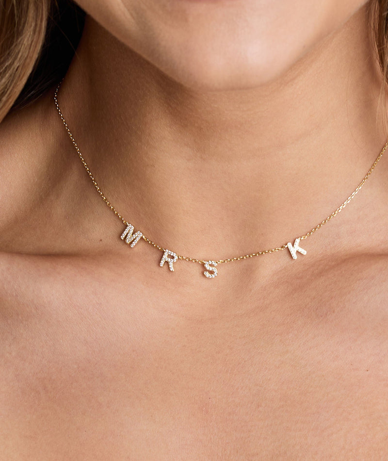 Personalised Mrs Necklace - Gold
