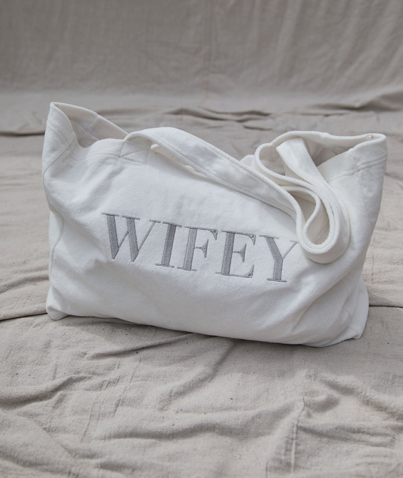 Wifey Statement Towel Tote Bag - White