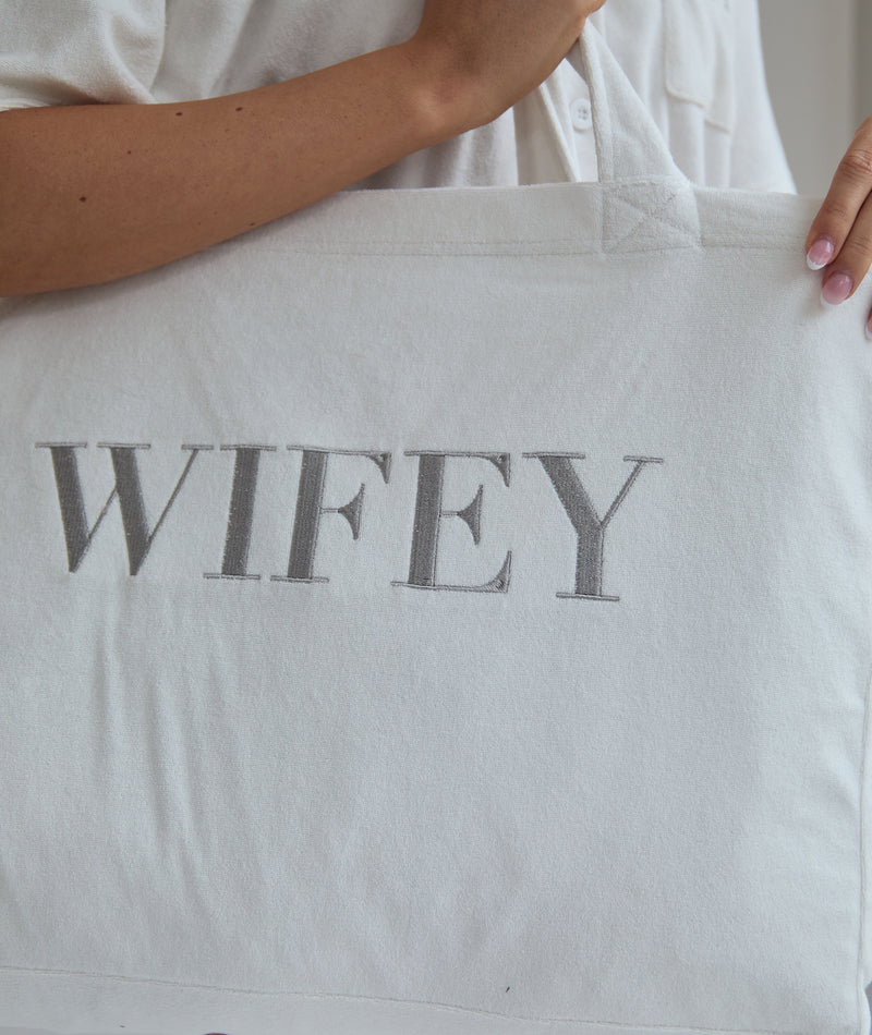 Wifey Statement Towel Tote Bag - White