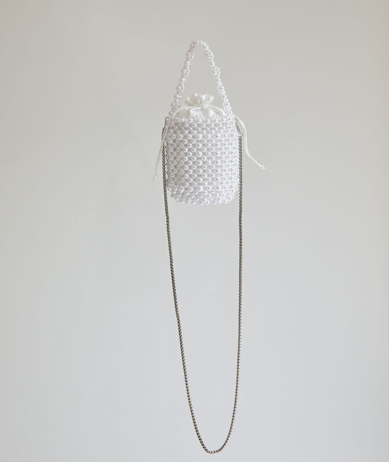 New Zara Beaded Bucket Pearl Bag With Cord Shoulder Strap